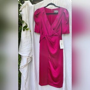 Elegant Fuchsia Wrap Dress Theia